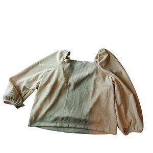 Madewell Ivory Textured Puff-Sleeve Square NeckTop XXL Womens Puff-sleeve design